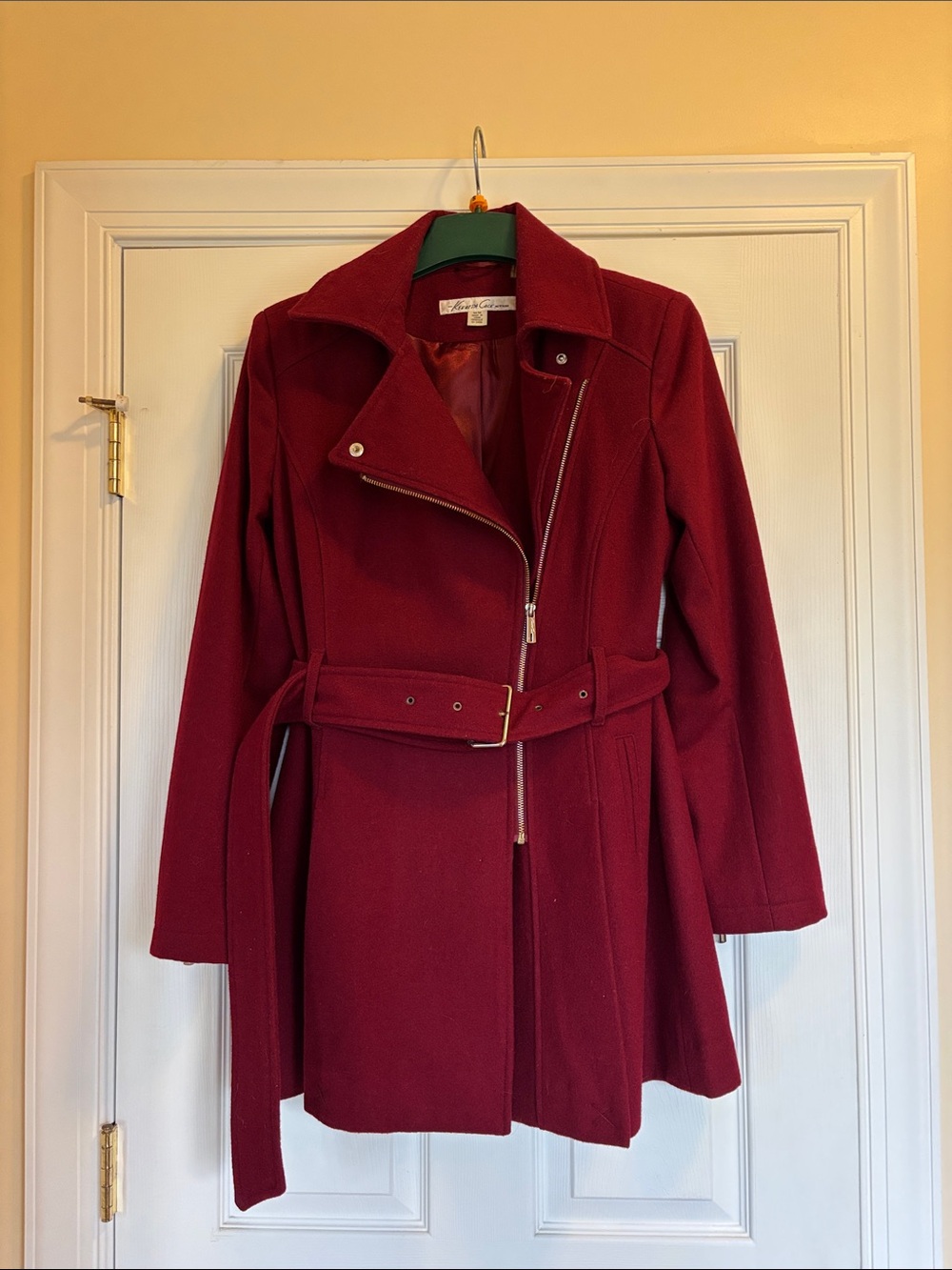 Kenneth Cole Burgundy Belted Trench Coat